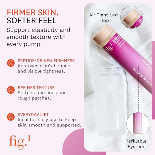 Fig.1 Ceramide Face Moisturizer Refill for Women | Hydrating Daily Facial Moisturizer with Peptides, Hyaluronic Acid & Squalane | Lightweight, Non Comedogenic, Fragrance Free, Refillable | 1.7 fl oz