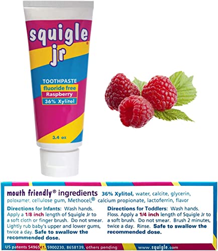 Kids Raspberry Toothpaste 36% Xylitol Fluoride-Free Low Foam 2 Pack - 3.4 Oz