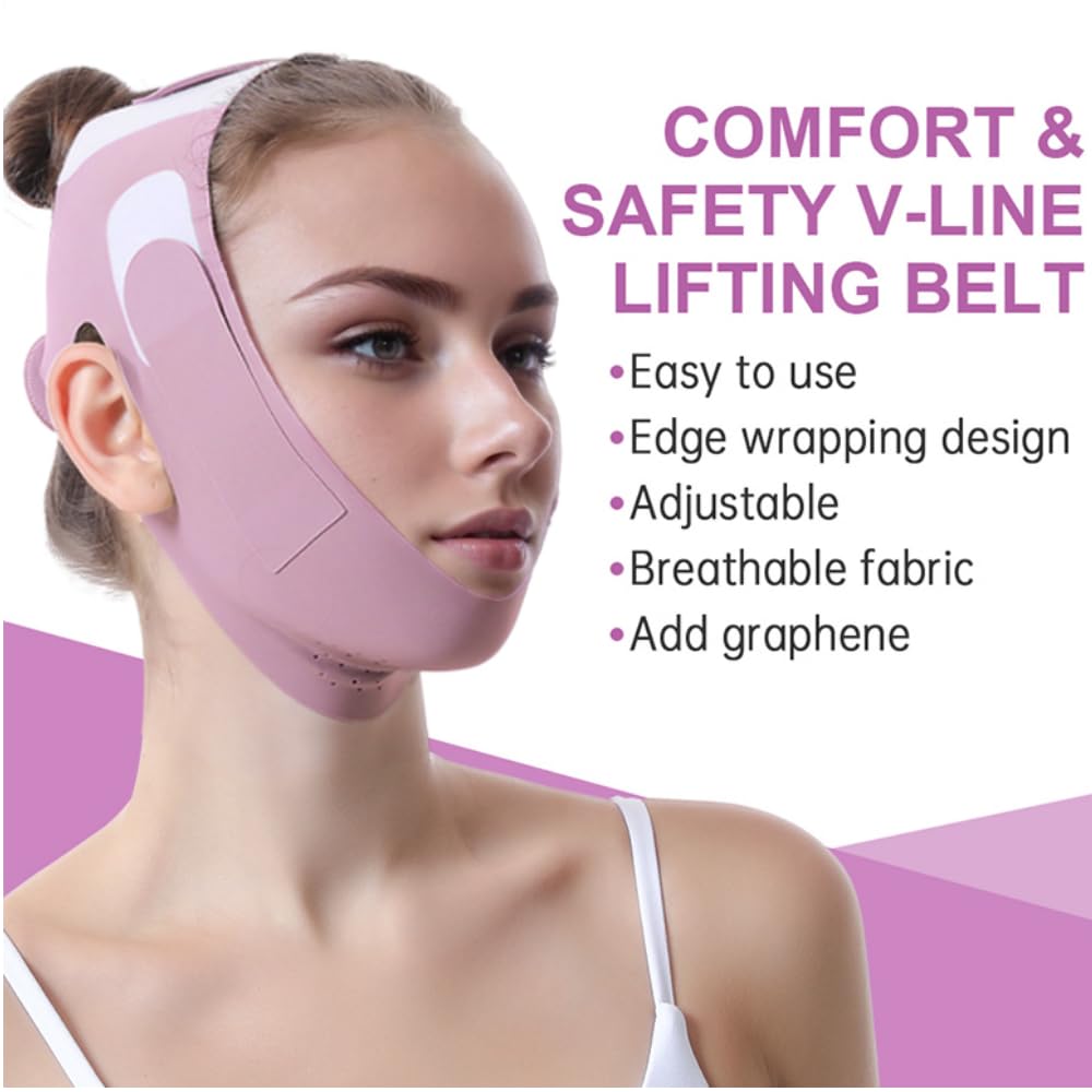 Graphene V-Line Mask Chin Up Mask V Shaped Face Mask Chin strap for sleeping, Jaw Exerciser,lilac,Medium
