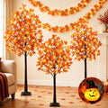 Orange Fall Maple Tree with Lights 4Ft, 5Ft, 6Ft - Remote & Timer
