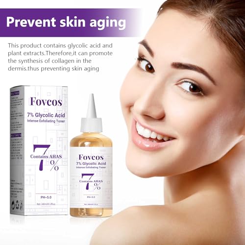 7% Glycolic Acid Exfoliating Toner, Exfoliating Skin Care Facial Toner, Improves Texture, Reduces Breakouts Pores and Fine Lines, Suitable for All Skin Types