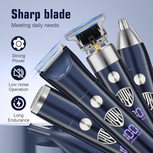 HIENA PRO Beard Trimmer for Men, Professional Body Facial Ear Nose Hair Trimmer and Beard Grooming Kit, 5 in 1 Complete Grooming Kit & Cordless Electric Hair Clippers Haircut, Gifts for Men