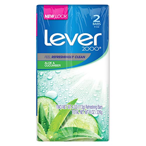 Lever 2000 Bar Soap, Aloe & Cucumber, 4 Ounce (Pack of 2)