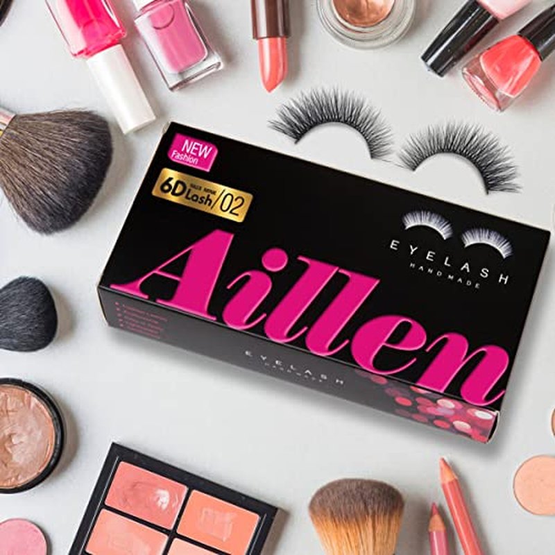 Aillen False Eye Lashes - Strip Lashes,6D Fluffy Volume & Natural Look Fake Eyelashes | Soft Reusable Faux Mink Lashes Pack
