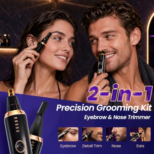 Mendaping 2026 USB Rechargeable Nose & Facial Hair Trimmer – Black, Dual-Edge Blades
