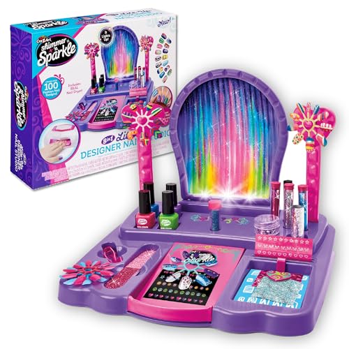 Kids Nail Art Kit with 8 Effects, Polishes, Glitter, Stencils & Dryer
