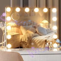 Hasipu Vanity Mirror with Lights and Bluetooth Speaker, 17.7" x 13.8" Hollywood Mirror, Makeup Mirror with 14 Dimmable Bulbs and 10X Magnification, 3 Colors Modes, 360¡Æ Rotation, White