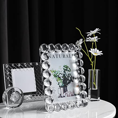 DONOUCLS 5x7 Inch Crystal Picture Frame Wedding Tabletop Display with Gift Box - Clear