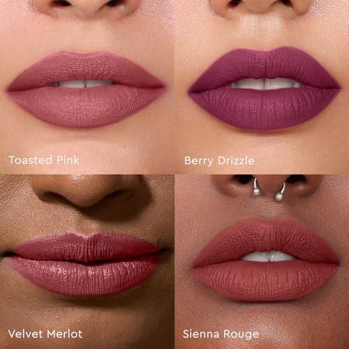 KIRO Four Play Non-Stop Airy Matte Liquid Lip Stack ? Elite Berry Quad | 4-in-1 Lipstick Set with Long-Lasting, Transfer-Proof & Lightweight Formula | Infused with Avocado & Apricot Oils | 6ml