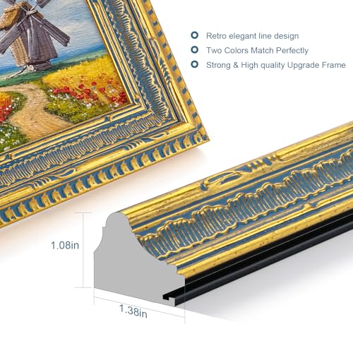 Gold 30x40 Vintage Picture Frame Wall Hanging Gallery Frame - Ornate Poster Frame
