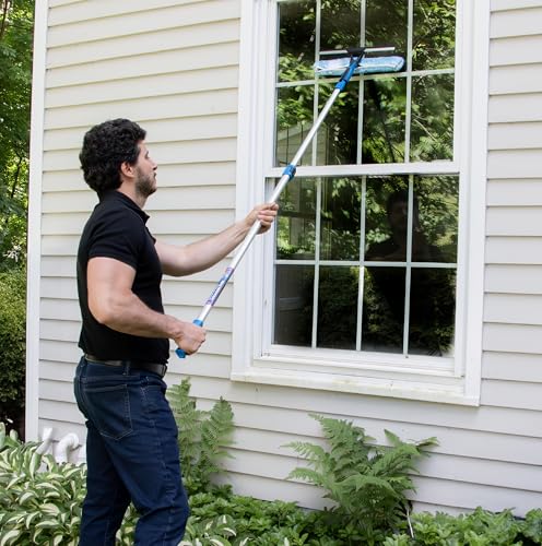 Professional 14-Inch Window Squeegee & Scrubber with 8’ Telescopic Pole