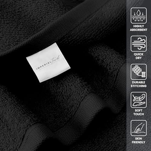 Imperial Towels 24 Pack Black Hand Towels 16x26 Inches, Soft & Highly Absorbent