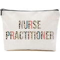 HTDesigns Nurse Practitioner Cosmetics Bag - Leopard Nurse Practitioner Makeup Bag - Gifts For Nurse Practitioner - Nurse Practitioner Birthday Gift - Cosmetic Travel Pouch Bag, White, 7''x9.8''