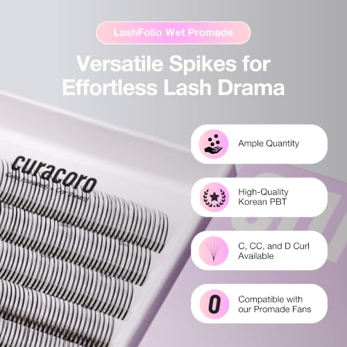 Curacoro LashFolio Wet Promade 5D Fans - CC Curl, 8-13mm, 0.07 Thickness