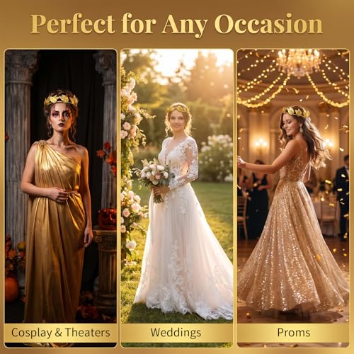 24 Pcs Gold Laurel Crown Wreath Headpiece - Roman Style Hair Accessories for Cosplay, Weddings, Parties