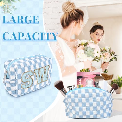 8 Pcs Checkered Makeup Bag Bridesmaid Proposal Gifts Makeup Pouch Bulk for Wedding Party Favors Bachelorette Party Decorations Toiletry Organizer Bag Cosmetic Case Gift