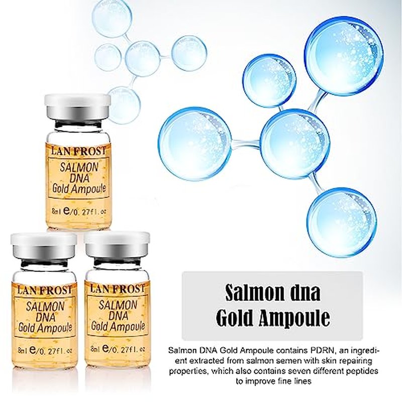 BB Facial Starter Kit Serum Hyaluronic Acid Essence Skin Care Set, Salmon DNA Glod Ampoule 0.27oz 12 Vials, Glow Repair Kit with 7 Different Peptides