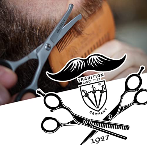 Drei Schwerter 3 Swords Germany Beard, Mustache Scissors With Comb – Stainless Steel, Black Case