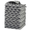 Grey Checkered Super Soft Wash Cloths - 12 Pack Face & Body Towels