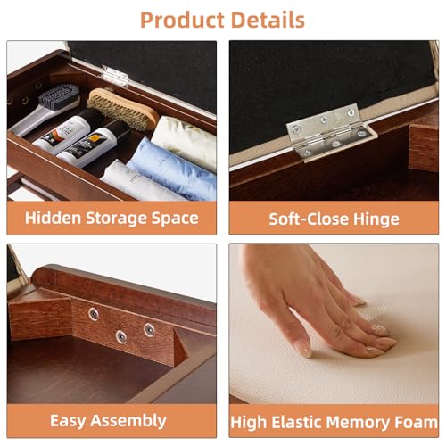 Aibiju 2-Tier Wooden Shoe Rack Bench with Flip-Top Storage & Cushion, Entryway Organizer