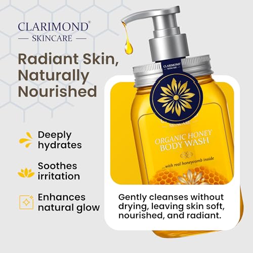 CLARIMOND Honey & Lavender Luxury Body Wash Bundle | Paraben, Phthalate, & Sulfate Free Shower Gel