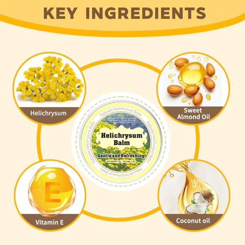 J-PRQ Helichrysum Essential Oil Balm: Plant-Powered Skin Healing | Natural Salve for Veins, Dry Skin & Hydration | Infused with Shea Butter, Beeswax & Almond Oil | 2.5oz