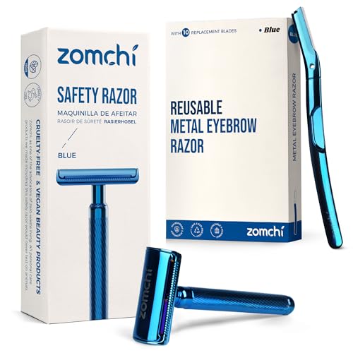 Upgrade Blue Double Edge Safety Razor with Blue Eyebrow Razor