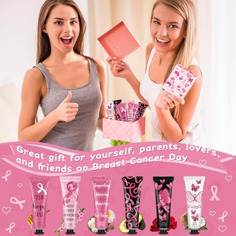 48 Pcs Breast Cancer Awareness Gift Women Cancer Accessories Pink Ribbon Survivor Gifts Travel Hand Cream Bulk 30ml Hand Lotion Natural Botanical Fragrance Working Dry Cracked