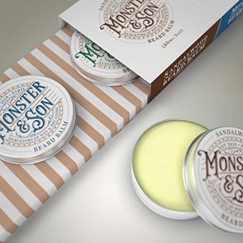 Monster&Son Organic Beard Balm Variety Pack x3 - Helps to Hydrate, Style and Promote New Hair Growth - Rich in Vitamins & Minerals - Jojoba Oil, Shea Butter, Coconut Oil - Ideal Gift for Bearded Men
