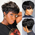 Natural Black Pixie Cut Wig Human Hair for Black Women - Glueless Short Layered Style