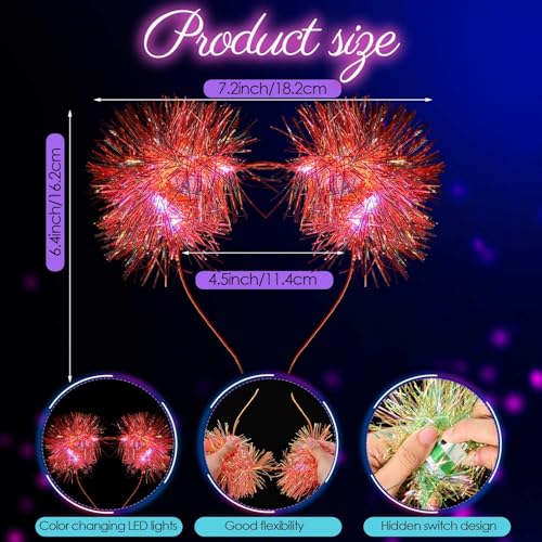 16 Pcs Light Up Cat Ears LED Headband with Color Change - Vivid Color