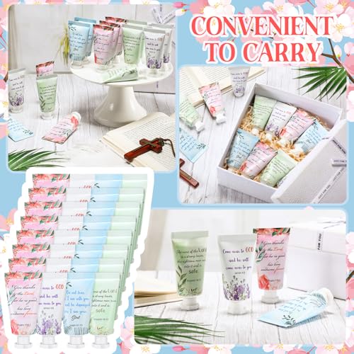 48 Pack Christian Hand Cream Set with Bible Verses - Travel Moisturizers for Women & Men - Religious Gift