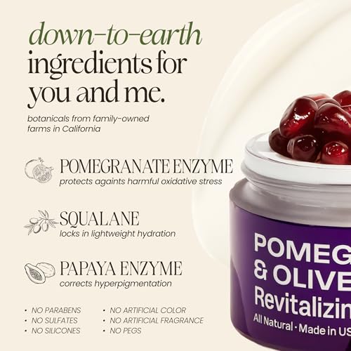 Revitalizing Pomegranate & Olive Face Cream for Wrinkles & Dark Spots - Vegan Moisturizer