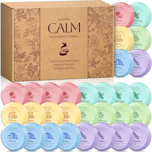 SeasonBliss Shower Steamers Set 30 PCS with 6 Scents - Shower Bombs for Women, Variations Included