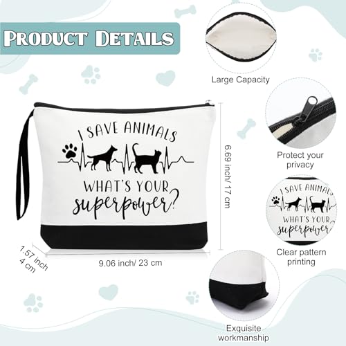 Paterr Vet Tech Appreciation Gifts Tote Bags Canvas Makeup Bag Veterinary Thank You Gift for Veterinarian Pet Lover Assistant