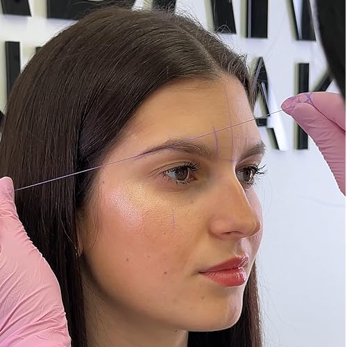 Ink Permanent Brow Mapping String [100 Ft Bottles - 30 m] Pre-Inked String for Permanent Makeup and Microblading Supplies, Brow Mapping Kit, Eyebrow Thread for Brow Shaping (Lilac)