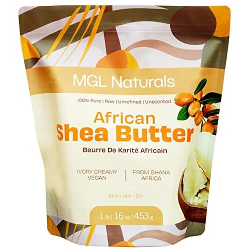 MGL Naturals Raw African Shea Butter Ivory 1 lb, 100% Pure and Unrefined. Nourish and moisturize skin and hair. Use alone or DIY recipes. From Ghana, West Africa. (1 lb)