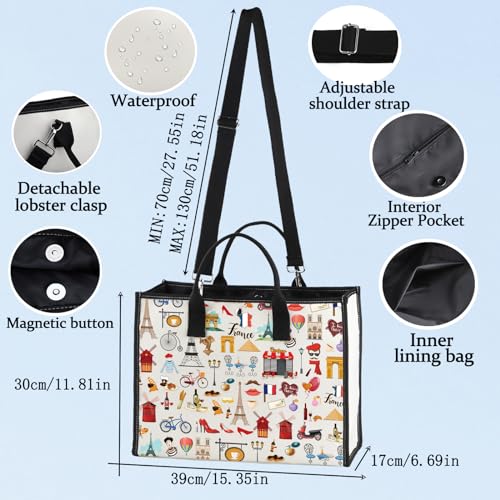 LEVLO France Travel Culture French Theme Pouch Bag Paris Landmarks Souvenir Gift (France LT)