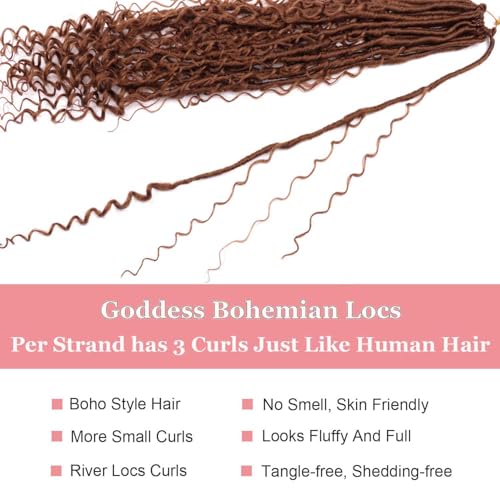 Goddess Locs Crochet Hair 30 Inch Boho Faux Locs Pack of 8 for Black Women