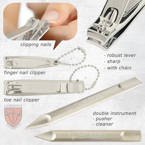 Black Synthetic Leather Manicure Pedicure Set - 3 Swords Germany