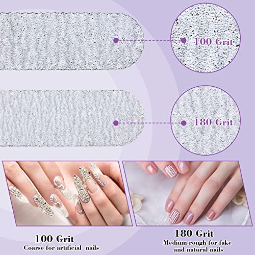200 Pcs Nail Files Bulk Set 4 Styles Double Sided 100/180 Grit Manicure Tools