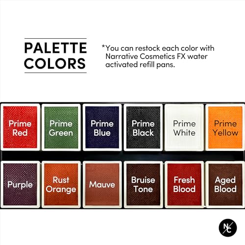 Water-Activated SFX Makeup Palette - 12 High-Pigment Face & Body Paints for Theater & Cosplay