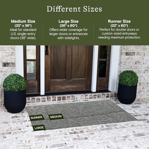 WaterHog Brittney Leaf Front Door Mat Runner 22"x60" Grey - All-Weather Indoor/Outdoor
