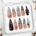 Luxury Leopard Long Stiletto Press On Nails with Rhinestones & Cross Charm - Gothic Style, Reusable 10pcs - Appife