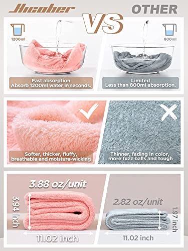 Microfiber Hair Towel Wrap - 9 Pack Large Turbans for Curly & Long Hair - Blue/Grey/Pink