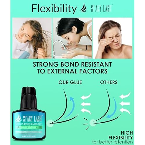 STACY LASH Extra Strong Evolution Advanced Eyelash Extension Glue (0.34fl.oz/10ml)/ 1Sec Dry /6Weeks Retention/Black Adhesive