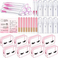 Remerry 40 Pcs Lash Shampoo Brushes Set Eyelash Aftercare Bag Disposable Mascara Tubes Foam Pump Bottle Extension Aftercare Instructions Card Eyelash Accessories for Women Mother (Clear Bag Style)