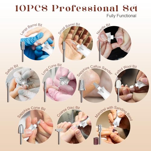 Rechargeable Cordless Electric Nail Drill Kit with LED Display for Gel & Thick Nails