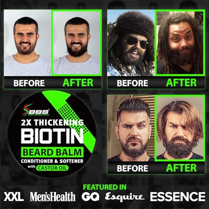 Beard Growth Kit w/ 100% Lifetime Replacement First Cut Boar Bristle Brush/Beard Brush for Men + 2X THICKENING Biotin Mustache Wax, Conditioner, and Softener - Formulated in America