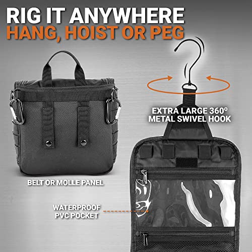 Chef Sac Tactical Travel Toiletry Bag with 12 Compartments, Hanging Organizer, MOLLE Webbing, Heavy Duty Zippers